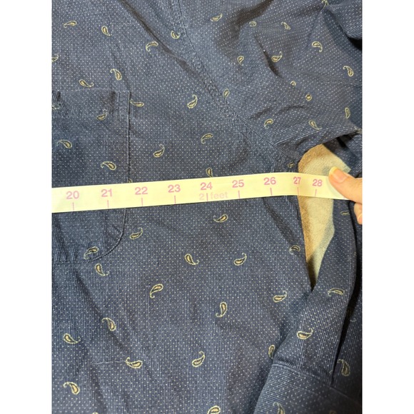 Croft & Barrow Navy Blue Paisley Long Sleeve Corduroy Button Up Shirt Size XLT - Picture 3 of 6